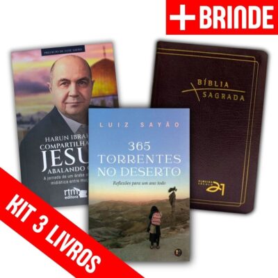 Kit com 3 livros “365 Torrentes no Deserto” + "Compartilhando Jesus – Abalando o Islã" + "Bíblia Almeida Século 21" + DVD "Liderança de Jesus" de brinde